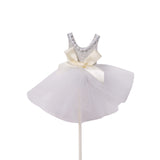 white wedding dress with white bowtie cake topper 1/pc