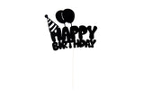 Black happy birthday balloon cake topper DIY kit