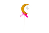 moon with hanging star pink bow cupcake topper 2/pc