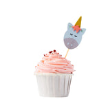 Small pink rainbow and blue unicorn cupcake toppers 6/pc
