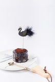 Sparkling Black feather swan cake topper 1/Pc