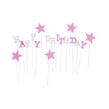 Theme birthday cupcake topper pack pink star