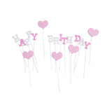 Theme birthday cupcake topper pack pink heart