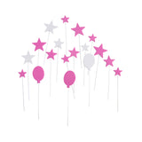 Theme birthday cupcake topper pack pink balloon
