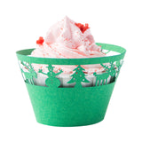 christmas theme cupcake sleeves green snowman tree