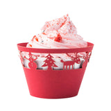 christmas theme cupcake sleeves red snowman tree