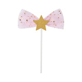 star with chiffron bowtie cupcake topper 3/pc