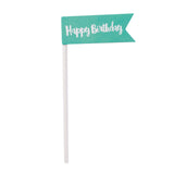Happy Birthday green hat little fox cake topper 3/pc