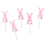 Pink bunny cupcake toppers with furry tail 5/pc